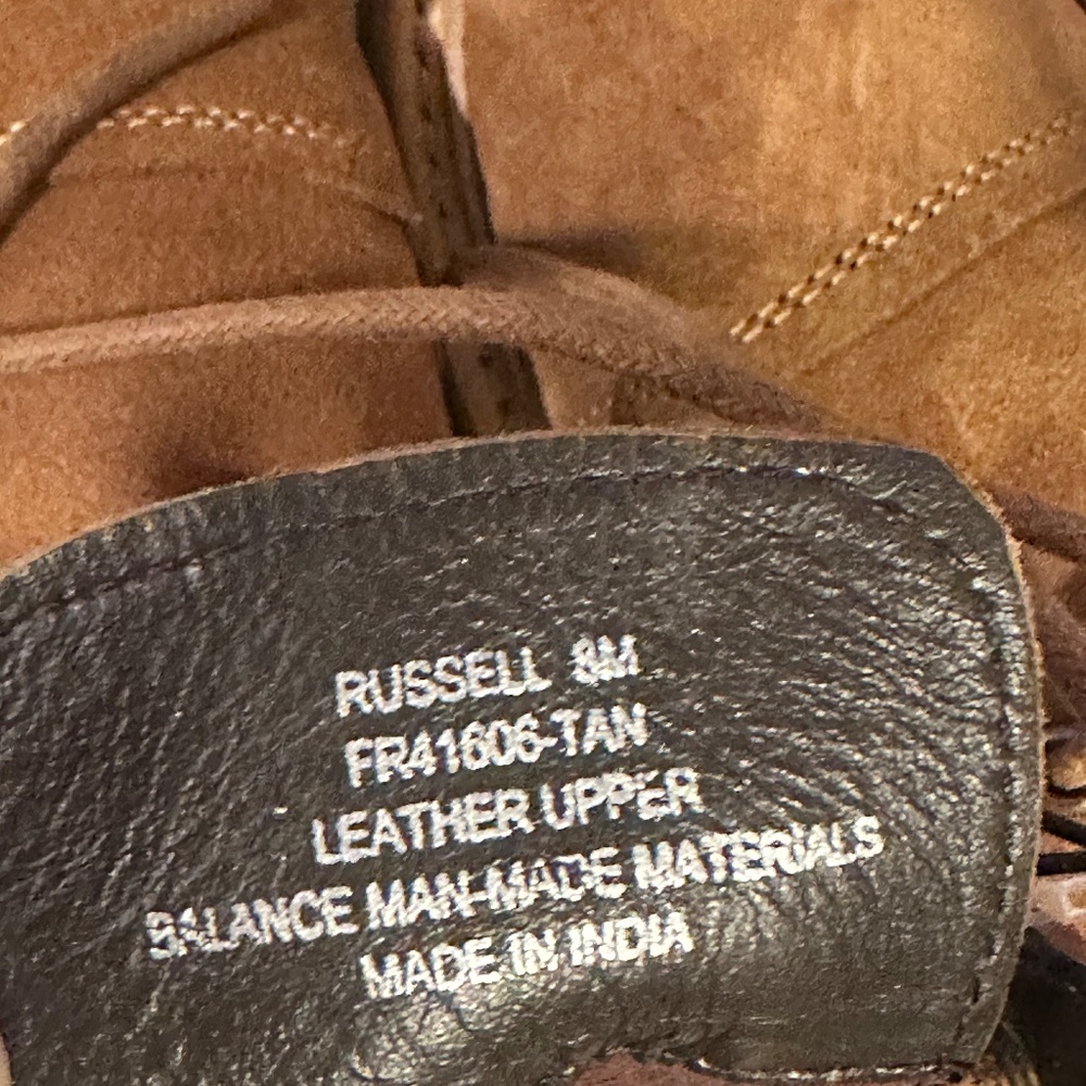 Brand New! Mens Frye Russell Lace-Up Suede Boots w side zipper in tan S-8 - Picture 6 of 13